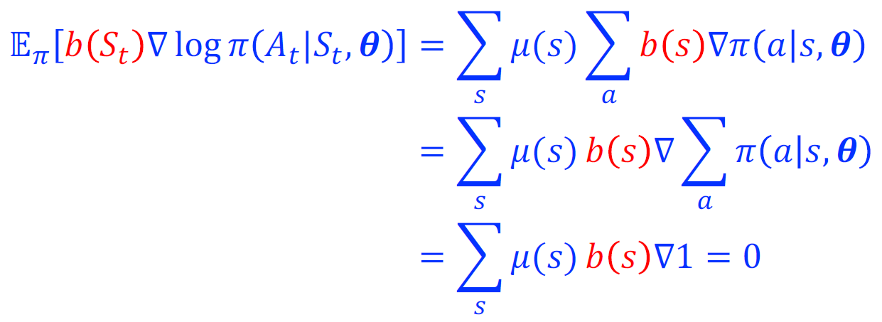 基线不影响策略梯度的证明